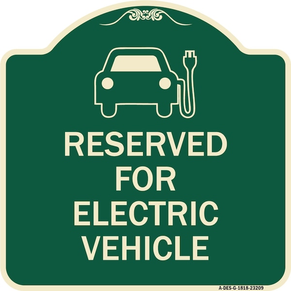 Signmission Reserved for Electric Vehicle W/ Graphic Heavy-Gauge Aluminum Sign, 18" x 18", G-1818-23209 A-DES-G-1818-23209 - main